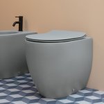 Axa Glomp Miska stojąca 36,5x51 cm i deska WC wolnoopadająca Grey Matt 0201409+319109