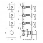Zucchetti Bellagio Bateria natryskowa termostatyczna podtynkowa 1/2" z 3 zaworami odcinającymi element zewnętrzny chrom ZB2661