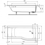 Ideal Standard Connect Air Wanna asymetryczna 170 x 70 cm, do zabudowy lub montażu z panelami, prawa, biały E113501