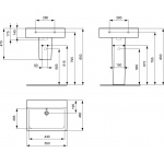 Ideal Standard Connect Umywalka CUBE 55 cm, bez otworu na baterię i z przelewem biała E8111MA