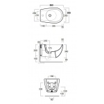   Simas Vignoni Bidet wiszący z otworem na baterię 56x36,5x34 cm antracite matt VI19.56