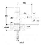 Ritmonio Diametro35 Concrete Bateria bidetowa 1-otworowa stal nierdzewna E0BA0122DINOX