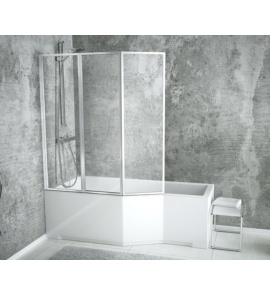 Besco Integra Wanna Do Zabudowy+Parawan 3-skrzydłowy Lewa 150x75 biała WAI-150-PL3