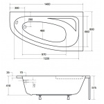 Besco Cornea Wanna asymetryczna Prawa 140x80 biała WAC-140-NP