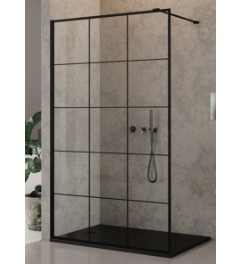 New Trendy New Modus Black Ścianka Walk-In z kratką dekoracyjną 90x200 cm czarna EXK-5547