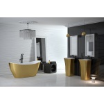 Besco Viya Glam Wanna Wolnostojąca 160x70 cm biała/złota WMD-160-VZ