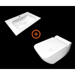 Villeroy&Boch Finion ZESTAW Umywalka meblowa 80x50 cm+Miska WC Wisząca z deską wolnoopadającą biały mat 416484RW+4664R0RW+9M88S1RW / 4164.84.RW+4664.R0.RW+9M88.S1.RW