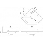 Burlington Corner Cloakroom Umywalka narożna 59,8x45 biała B10