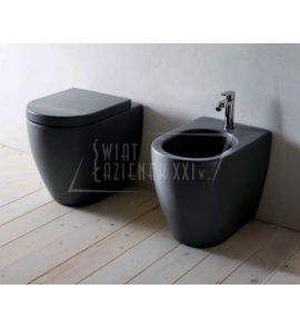 ZESTAW Cielo Smile Miska WC Stojąca 35x53 cm z deską wolnoopadającą SLIM+Bidet stojący 35x53 cm z otworem na baterię basalto SMVASBA+CPVSMFBA+SMBIDBA