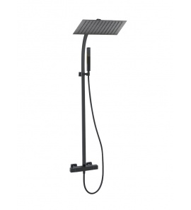 Giulini Giovanni Zestaw natryskowy termostatyczny ścienny z deszczownicą 300x300 mm czarny mat 98000WC/CZAR