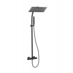Giulini Giovanni Zestaw natryskowy termostatyczny ścienny z deszczownicą 300x300 mm czarny mat 98000WC/CZAR