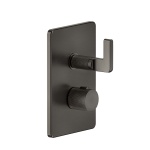 Gessi INCISO Bateria prysznicowa termostatyczna ścienna z przełącznikiem 1-drożnym element zewnętrzny Black Metal Brushed PVD 58132.707