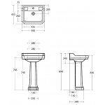 Ideal Standard Waverley Umywalka ścienna z 1 otworem na baterię 56x45,4 cm biała U470201 