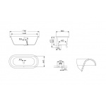 Gentry Home Carlton Wanna wolnostojąca żeliwna 178x80 biała/srebro z nogami 9142