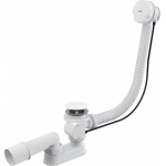 Alca PLAST Syfon wannowy odpływowo-przelewowy 80 cm z korkiem automatycznym biały A51BM-80
