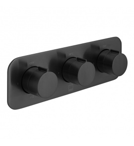 Vado Edit Bateria prysznicowa termostatyczna, podtynkowa, pozioma, 3-drożna Czarny szczotkowany IND-T128/3-H-ALT-BLK