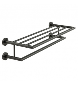Vado Individual Półka ścienna z drążkiem na ręczniki, 60 cm Czarny szczotkowany IND-SPA185B-BLK