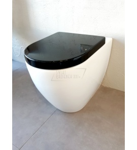 Flaminia Link Miska WC stojąca 560x360 mm Biała z deską zwykłą Czarną LK117+5051CW02NER