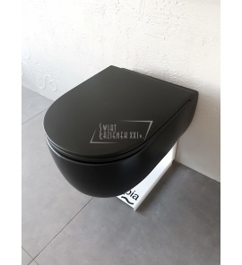 Olympia Ceramica Milady Miska bezrantowa 52x36 z deską wolnoopadającą slim czarny mat MIL120223+C5CN23