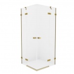 New Trendy Avexa Gold Kabina prysznicowa dwudrzwiowa 90x90x200 cm Złoty szczotkowany EXK-1781