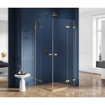 New Trendy Avexa Gold Kabina prysznicowa dwudrzwiowa 90x90x200 cm Złoty szczotkowany EXK-1781