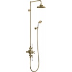     Burlington Avon Zestaw natryskowy ścienny termostatyczny z rurą i deszczownicą 240 mm złoty/biały BAF3SGOLD+V17GOLD