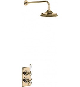  Burlington Trent Bateria natryskowa podtynkowa termostatyczna z deszczownicą 9" Gold TF1SGOLD+V17GOLD