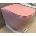    Hidra Faster Miska WC wisząca bez kołnierza 53x36,5 cm z deską wolnoopadającą Różowy mat FAWR20.097+FAZQ.097