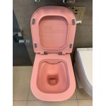    Hidra Faster Miska WC wisząca bez kołnierza 53x36,5 cm z deską wolnoopadającą Różowy mat FAWR20.097+FAZQ.097