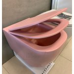    Hidra Faster Miska WC wisząca bez kołnierza 53x36,5 cm z deską wolnoopadającą Różowy mat FAWR20.097+FAZQ.097