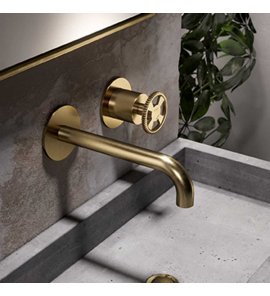 Hotbath Cobber@work Bateria umywalkowa z wylewką 18 cm podtynkowa element zewnętrzny Brushed brass PVD CW005-18.BBP