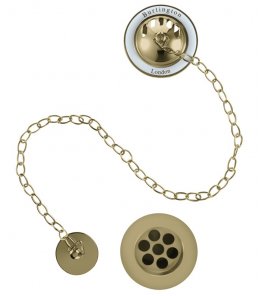 Burlington Classic Komplet wannowy odpływowo-przelewowy z korkiem na łańcuszku bez syfonu gold W3GOLD W MAGAZYNIE !!!