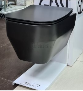      Olympia Ceramica Synthesis Miska bezrantowa 52x36 z deską wolnoopadającą slim czarny mat SYN1202R23+C9SY23 WIETRZENIE MAGAZYNÓW!!