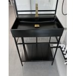       Hidra Faster+Bruma Adamastor Umywalka ze stelażem 60 cm czarny mat z baterią jednootworową z korkiem klik klak sunrise KI60.026+KSP60.113+3010142SR 