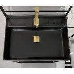       Hidra Faster+Bruma Adamastor Umywalka ze stelażem 60 cm czarny mat z baterią jednootworową z korkiem klik klak sunrise KI60.026+KSP60.113+3010142SR 