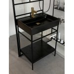       Hidra Faster+Bruma Adamastor Umywalka ze stelażem 60 cm czarny mat z baterią jednootworową z korkiem klik klak sunrise KI60.026+KSP60.113+3010142SR 