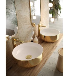 Hidra Gio Evolution Umywalka okrągła stawiana na blat 42 cm White/Gold G42E.013