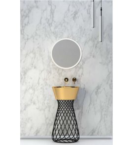 Hidra Wire Umywalka okrągła Ø 430 mm White/gold W1.013