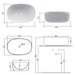 Nic Design Semplice Umywalka nablatowa 60x40 biały połysk 001377.001