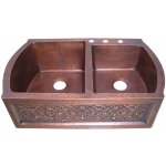 Zlew kuchenny 2-komorowy Retro Cobre miedziany młotkowany 91x66 cm SLZD-008