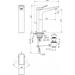 Ideal Standard Conca Bateria umywalkowa wysoka jednouchwytowa z korkiem automatycznym Czarny mat BC757A5