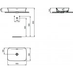 Ideal Standard Ipalyss Umywalka nablatowa 550x380 mm z przelewem Biały połysk E2078MA