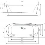 Ideal Standard Dea Wanna wolnostojąca 180x80 Biały/Czarny matowy K8721V3