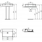 Ideal Standard Conca Umywalka ścienna 600x450 mm bez otworu przelewowego i bez otworu na baterię Biały T379201