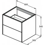Ideal Standard Conca Szafka pod umywalkę bez blatu 600x505 Jasny dąb T4355Y6