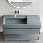 NIC Design Elen 90 Umywalka ceramiczna z blatem po prawej 90x50 cm Cemento 001728.047
