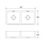 Shaws Ribchester 1000 Zlew dwukomorowy 99,7x46,5 cm Biały SO2400010WH