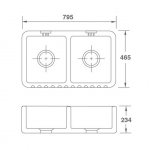 Shaws Ribchester 800 Zlew dwukomorowy 79,5x46,5 cm Biały SO0800010WH