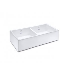 Shaws Shaker Double 1000 Zlew dwukomorowy 99,5x46,5 cm Biały SCSH101WH