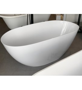 Galatea Design Smooth Wanna wolnostojąca z konglomeratu z syfonem 160x75 cm biały połysk GAQS1 